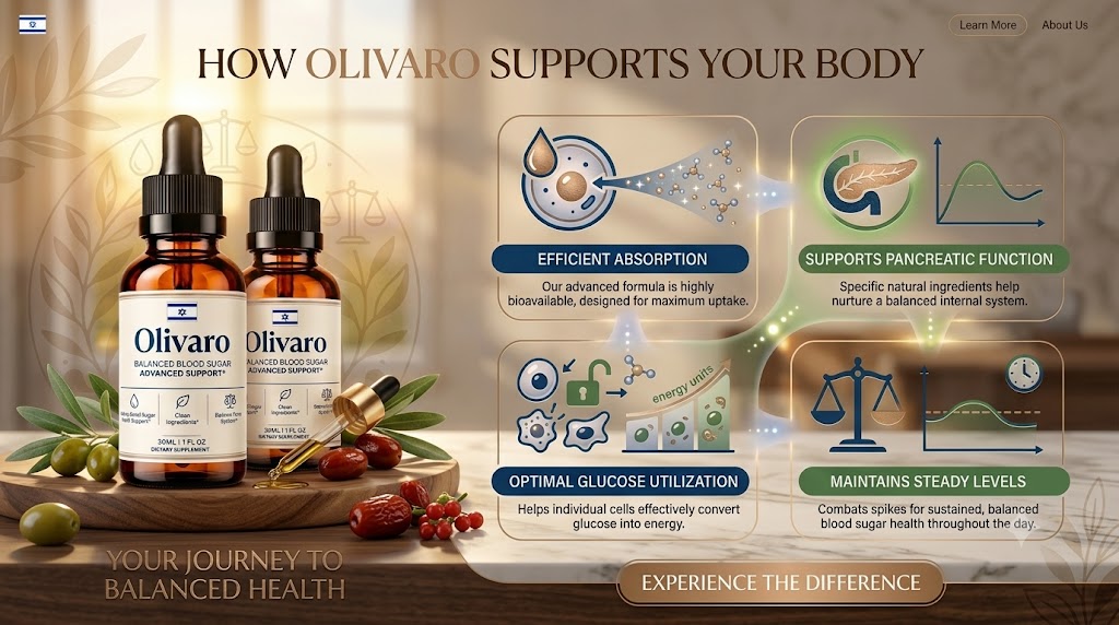 How Olivaro Works How Olivaro supports your body: efficient absorption, pancreatic function support, glucose utilization, steady levels